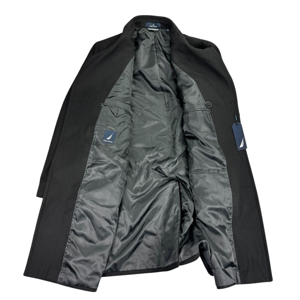 Nautica Mens Classic Fit Double-Breasted Wool Overcoat Black 46R - Picture 3 of 6